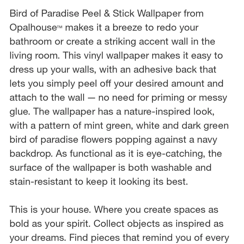 Opalhouse Bird Of Paradise Peel & Stick Wallpaper Blue